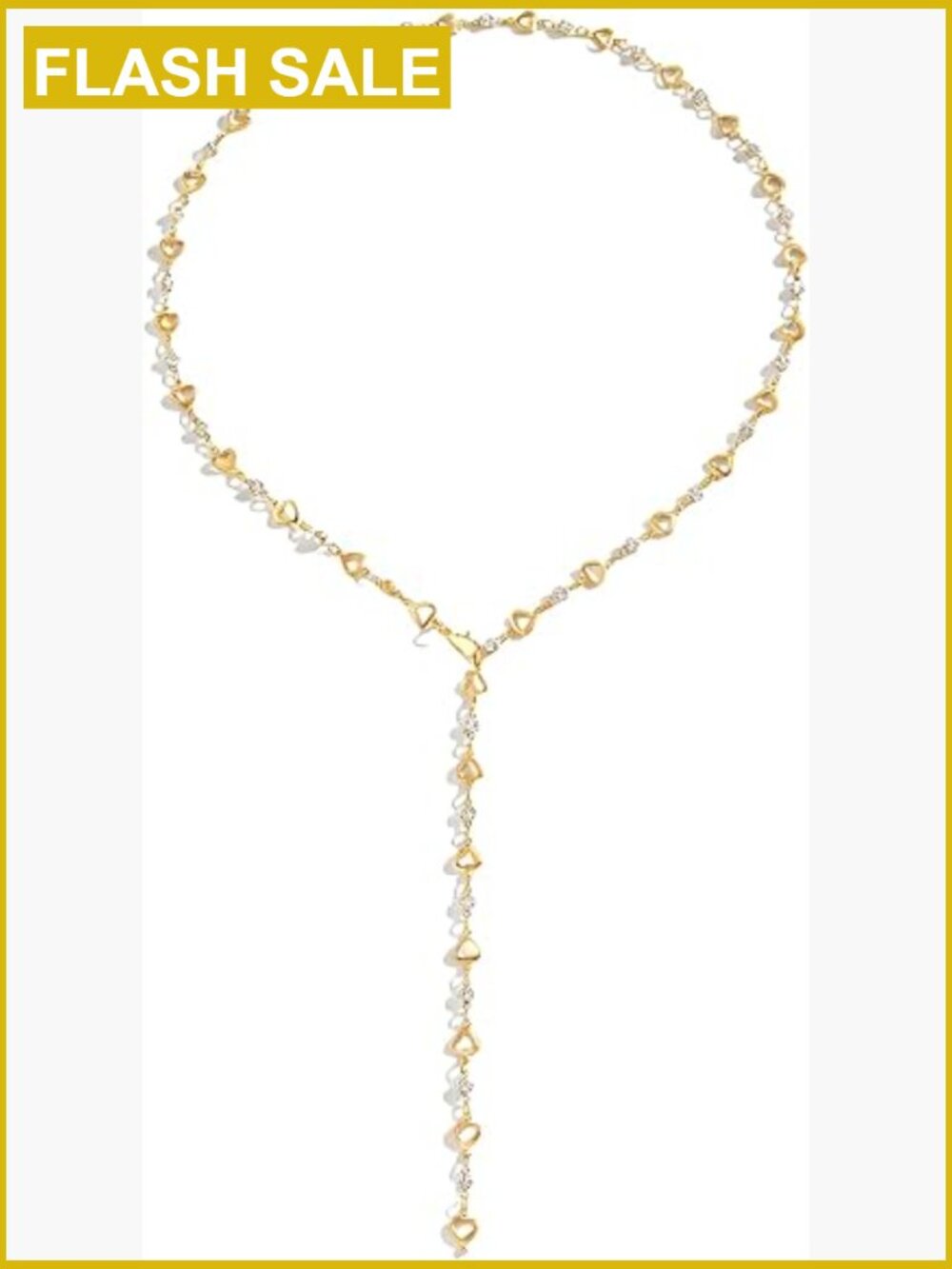Long Y Shape Lariat Necklace Rhinestone 18K Gold Adjustable V Neck